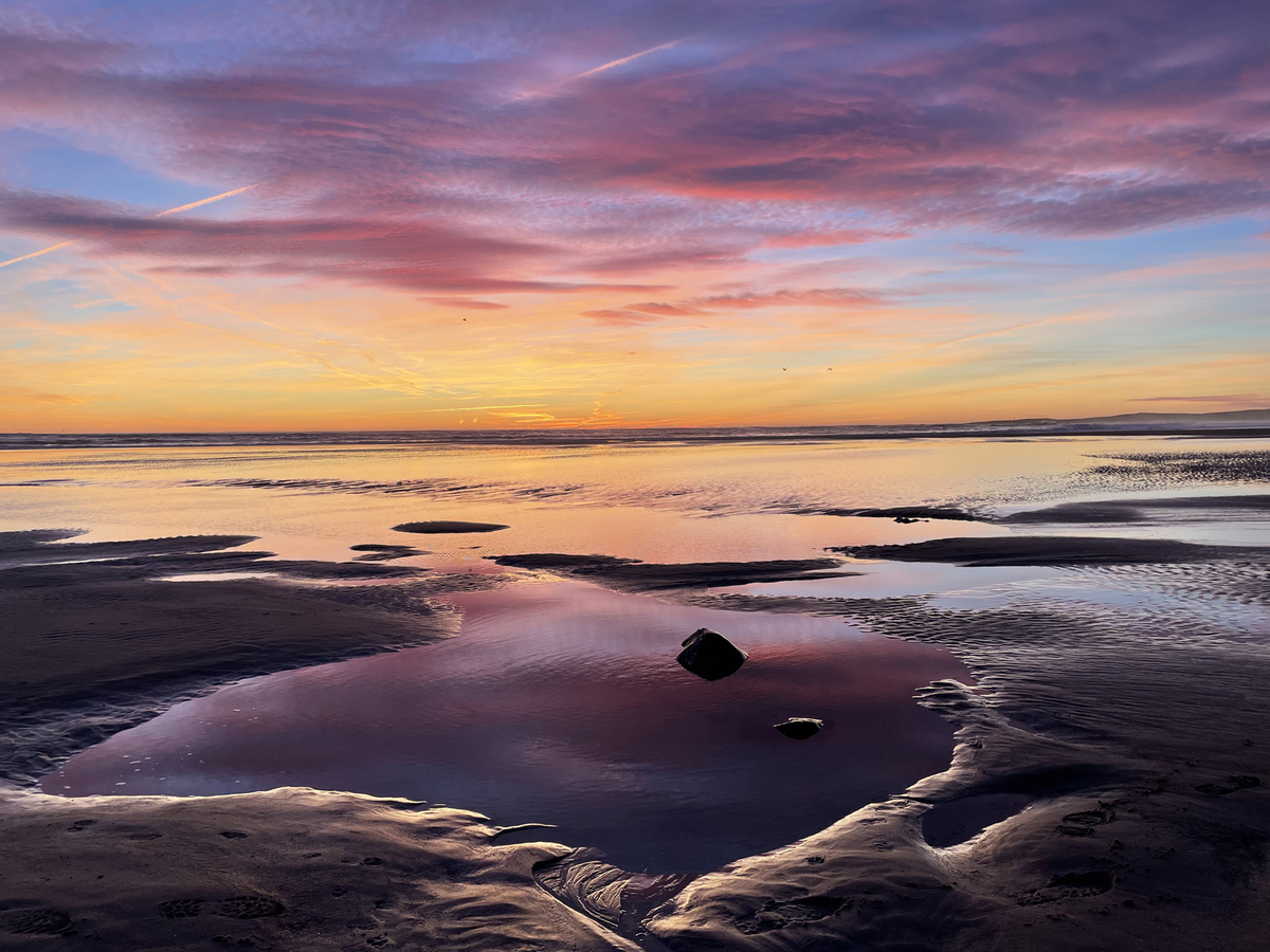 Scapes: Winter sunrise, Beadnell by Marion Hayhurst